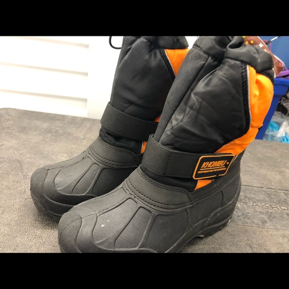 Khombu Youth Kids Black&Orange Faux Boots Size 2M - Picture 3 of 8